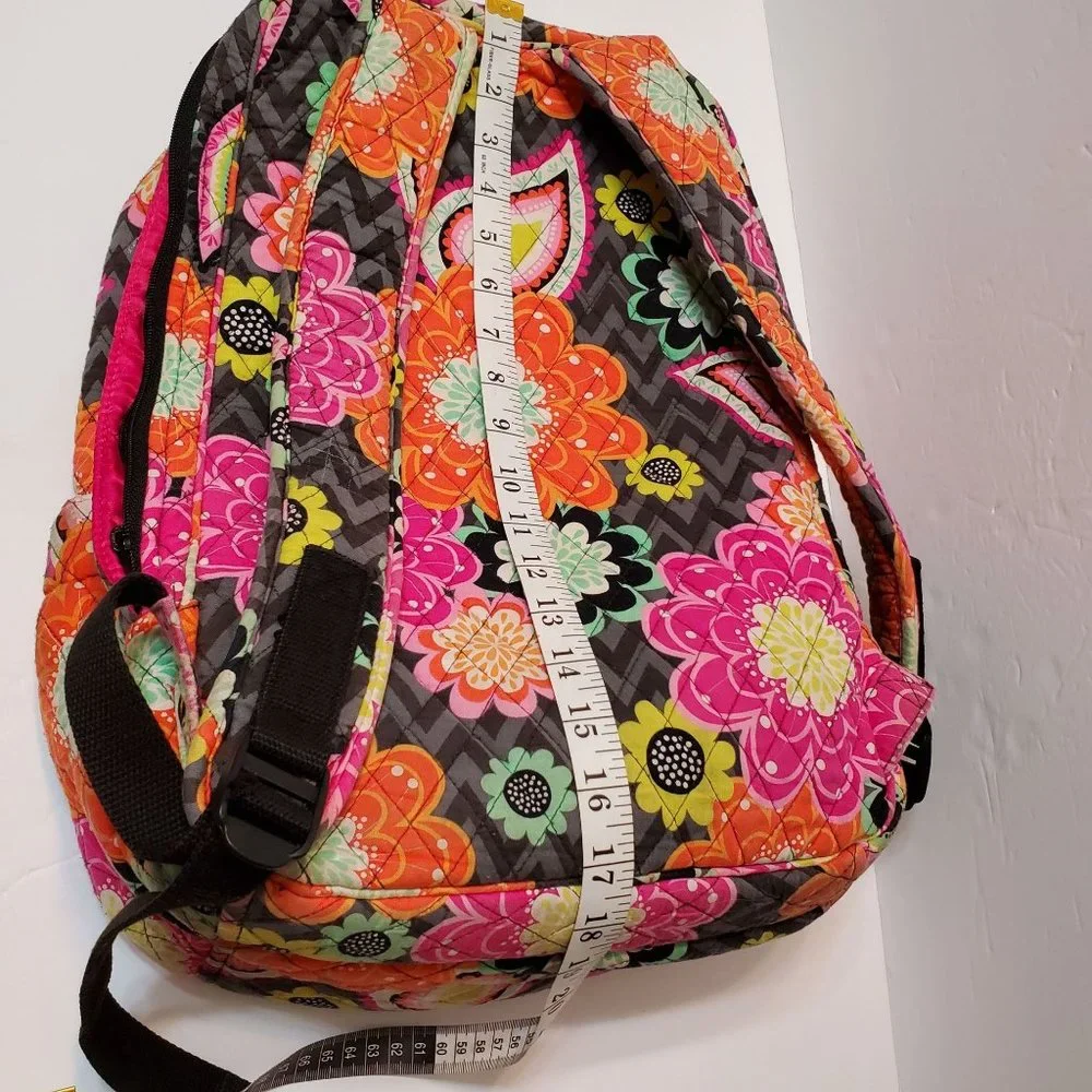 Large Colorful Vera Bradley Backpack, Floral, Paisley, Black, READ - Picture 4 of 12